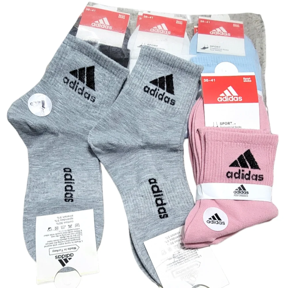 Adidas ankle women socks 10 Pairs , Size 36-41‎  blue ,white,black,pink,gray